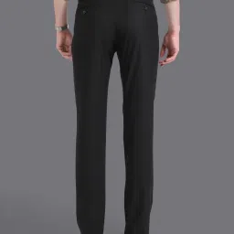 Louis Philippe Black Slim Fit Self Pattern Trousers image 2