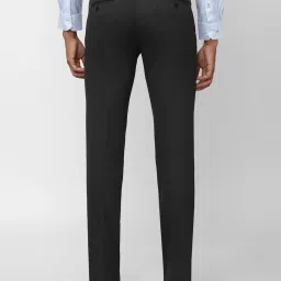 Peter England Mid Black Slim Fit Self Pattern Trousers image 2