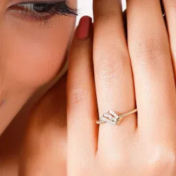 Mia By Tanishq Nature's Finest 14k Yellow Gold Triple Swirl Diamond Ring image 2