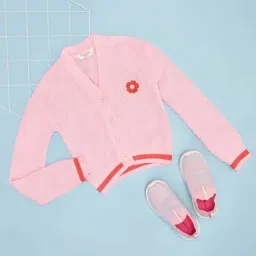 Pantaloons Junior Girls Pink Frosting Self Full Sleeves Sweaters & Cardigans-image-54