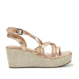 Iconics Women's Gold Ankle Strap Wedges image 2