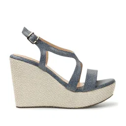 Iconics Women's Blue Cross Strap Wedges image 2
