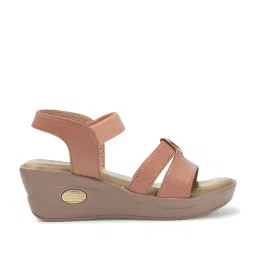 Iconics Women's Peach Ankle Strap Wedges image 2