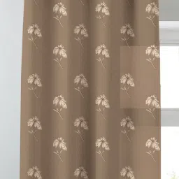 SPACES DRAPE STORY Boho Floral Sand Brown Polyester 5 ft Window Curtains - Set of 2 image 2