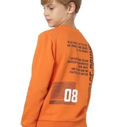 Jack & Jones Junior Burnt Orange Cotton Printed Full Sleeves Sweatshirt image 2