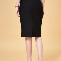 Annabelle by Pantaloons Black Knee Length Pencil Skirt image 2