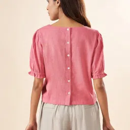 Akkriti by Pantaloons Pink Cotton Embroidered Top image 2