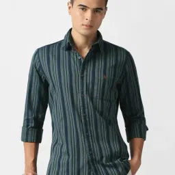 Van Heusen Navy Cotton Slim Fit Striped Shirt-picture-21