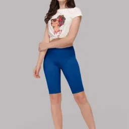 Soie Blue Plain Shorts image 4