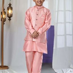 Pro-Ethic Style Developer Boys Pink Sequence Full Sleeves Self Design Kurta Sets-picture-19
