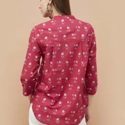 Colour Me By Melange Red Cotton Regular Fit Printed Shirt image 2