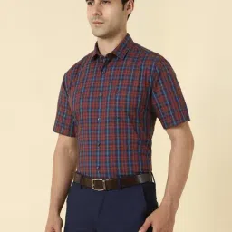 Allen Solly Maroon Cotton Slim Fit Checks Shirt image 3