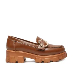 Flat N Heels Women's Tan Casual Loafers image 2