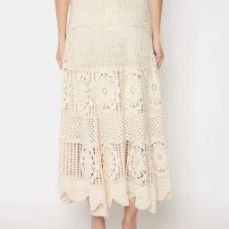 MADAME Beige Self Pattern Skirt image 2