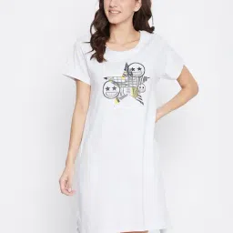 Clovia Light Grey Printed Night Dress-picture-38