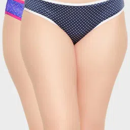 Clovia Blue Printed Bikini Panty (Pack Of 2)-image-5