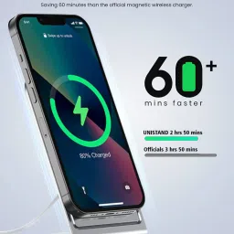 Unigen Audio Unistand Mag Safe Fast Charging Stand 15W Magnetic Charger with QC 18W Adapter (Grey) image 2