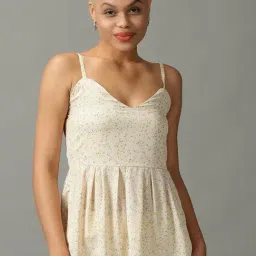 showoffff SHOWOFF Light Yellow Floral Print Peplum Top-picture-18