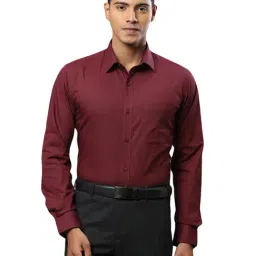 Raymond Maroon Cotton Slim Fit Shirts-image-2