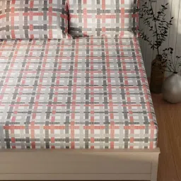BIANCA Lopez Grey & Red Cotton 120 TC Kopa Extra Smooth Double Size Bed Sheet With Pillow covers image 2