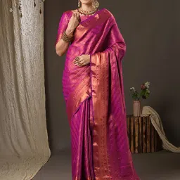 Saree Mall Purple Silk Woven Saree With Unstitched Blouse-image-35