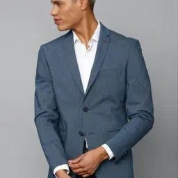 Allen Solly Blue Cotton Slim Fit Texture Blazer-picture-25