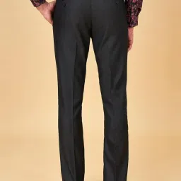 Peregrine by Pantaloons Carbon Black Slim Fit Self Pattern Trousers image 2