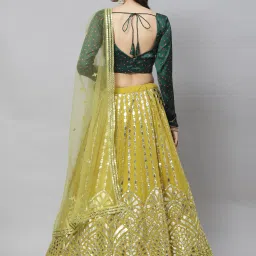 SHUBHKALA Lime Green Embellished Lehenga and Choli Set With Dupatta image 2