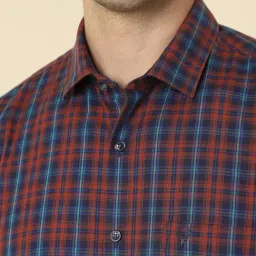 Allen Solly Maroon Cotton Slim Fit Checks Shirt image 4