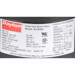 Dayton Direct Drive Blower Motor 4 Speed Open Air-Over Ring/Stud Mount 1/2 HP, 3LU84 image 2