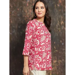 Melange By Lifestyle Red Regular Fit Floral Print Kurti image 3