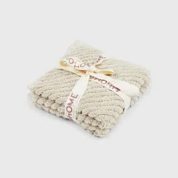 fabindia home Fabindia Nina Beige Cotton 550 GSM Face Towel - Set of 2 image 2
