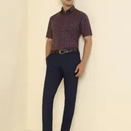 Allen Solly Maroon Cotton Slim Fit Checks Shirt image 5