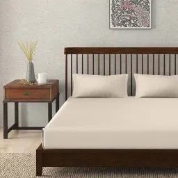 fabindia home Fabindia Peach Cotton 180 TC King Bed Sheet With Pillow Covers image 2