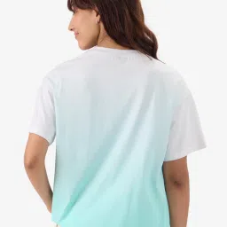 The Souled Store Blue & White Printed Oversized T-Shirt image 2