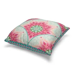 Bianca Suzane Coral & Teal Micro Fiber Reversible Printed Cushion Covers - Set of 3 image 2