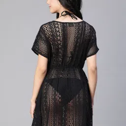 Oxolloxo Black Self Design Beachwear Dress image 2