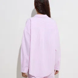 nuon women Nuon by Westside Pink Stripe Patterned Cotton Shirt image 2