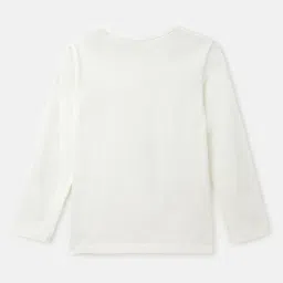 United Colors of Benetton Kids White Printed Full Sleeves T-Shirt image 2