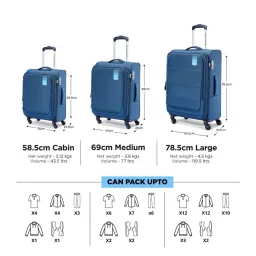 American Tourister Flamen Blue Solid Soft Trolley Bag - 69 cm image 2