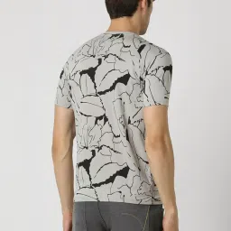 Van Heusen Grey Cotton Slim Fit Printed T-Shirt image 2