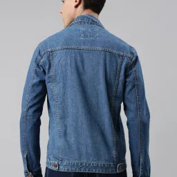 CINOCCI Blue Cotton Slim Fit Denim Jacket image 2