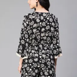 Oxolloxo Black & White Floral Print Playsuit image 2
