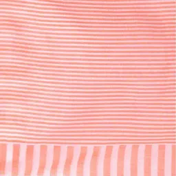 Charukriti White & Orange Cotton Striped Saree With Unstitched Blouse image 4