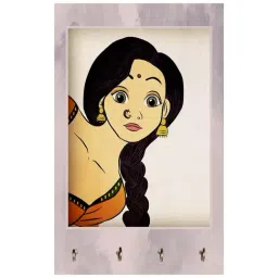 999Store Grey & Beige MDF Decorative Wall Mount Key Holder - Set of 1 image 2