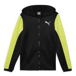 Puma Kids Black Logo Print Full Sleeves Jacket-image-73
