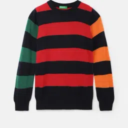 United Colors of Benetton Kids Multicolor Striped Full Sleeves Sweater-picture-28