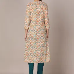 Vaamsi White Cotton Printed Straight Kurta image 2