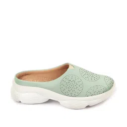 Fausto Women's Pista Green Mule Shoes image 2