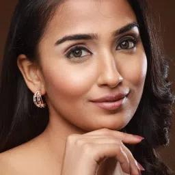 Aatmana Rose Gold-Plated Cubic Zirconia Studded Half Stud Earrings image 2